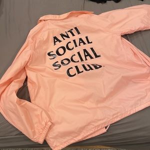 Anti social social club pink bomber jacket